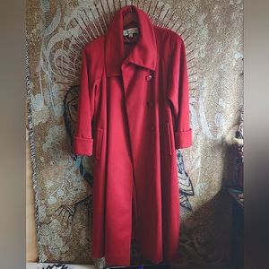 Eye-catching RED Bert Newman long wool coat.